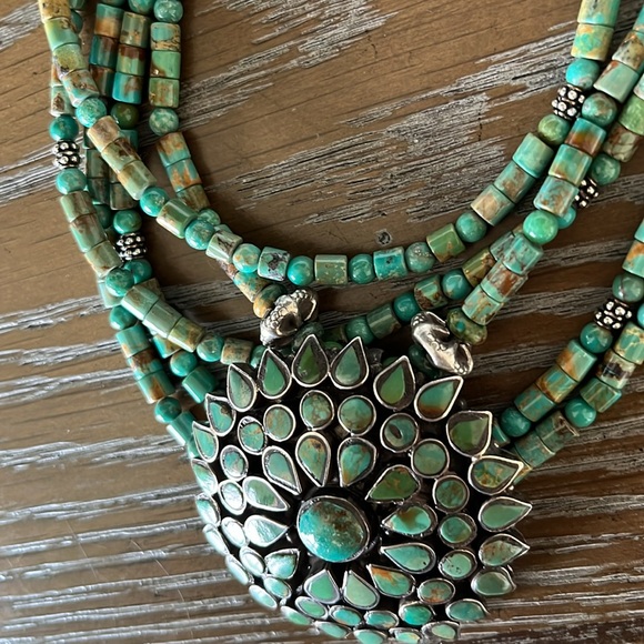 Paige Wallace Turquoise Medallion Sterling Necklace - Picture 9 of 14